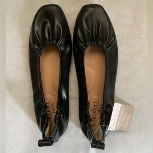 NWT Comfort Plus Black Memory Foam Ballet Flats 9W Wide